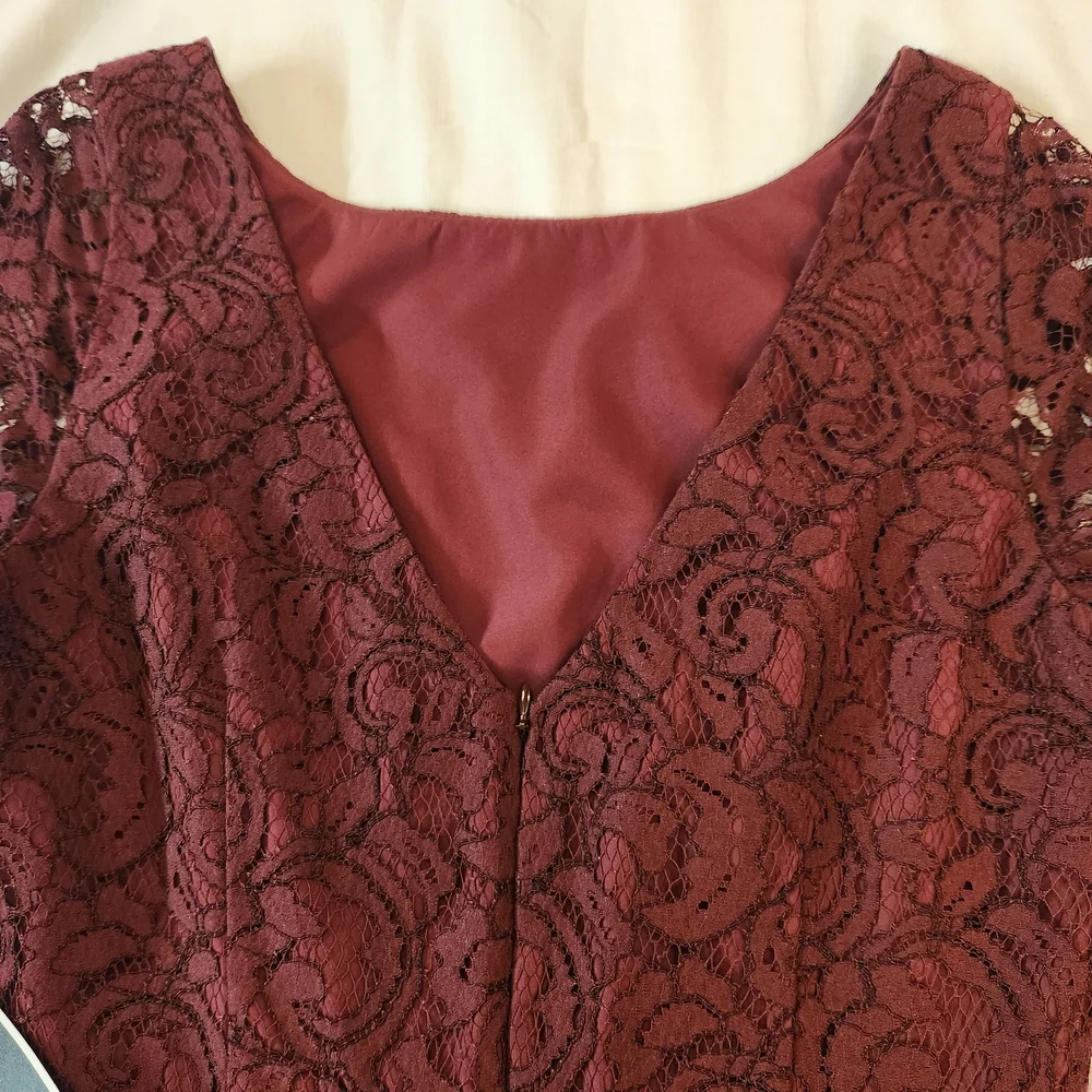 NEW J.Crew Women's Burgundy Lace Overlay Backless‎ Sheath Dress Size 8 Cocktail